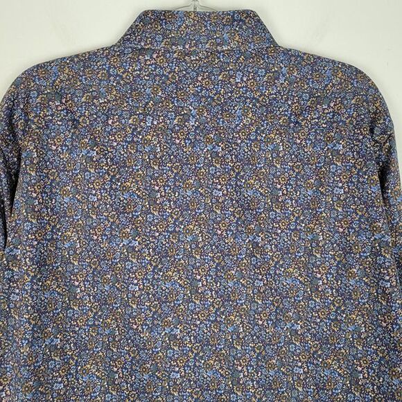 Serica Elite Size L NWOT Button Up Shirt Long Sleeve Floral Blue Multicolor - Picture 5 of 12